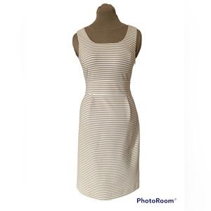 Banana Republic Tan and White striped  sleeveless dress. Size 4